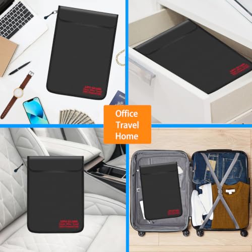 10.24"x13.78" Black Lipo Safe Bag with Fireproof Zipper Fireproof Edge wrapping Fireproof wire,Home Office Travel Fireproof Safe Storage for Cash Valuables Jewelry Passport Power bank Lipo Battery - size: 26*35cm Black