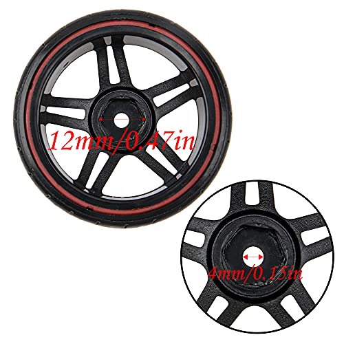 5-Spoke Hard Plastic Wheel Rims & Plastic Tires 12mm Hex for Traxxas HSP Tamiya Kyosho Himoto HPI Redcat 1/10 On-Road RC Drift Drifting Car (Style 2), Black