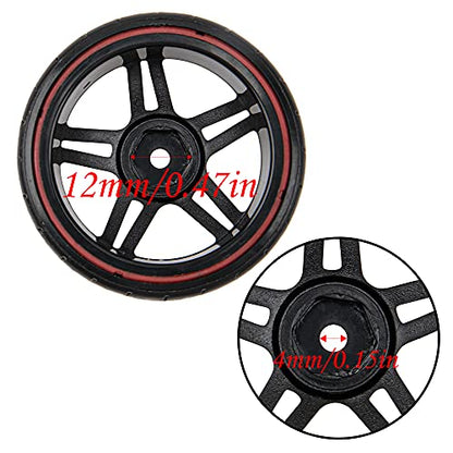 5-Spoke Hard Plastic Wheel Rims & Plastic Tires 12mm Hex for Traxxas HSP Tamiya Kyosho Himoto HPI Redcat 1/10 On-Road RC Drift Drifting Car (Style 2), Black