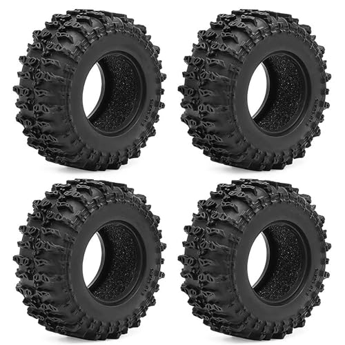 4PCS 1.3" Rubber Tire All Terrain Wheel Tyre with Foam Inserts for 1/12 1/14 1/18 1/24 Crawler Car for TRX4M SCX24 AX24 FCX24 FMS 1/24 Micro 1.0inch Beadlock Upgrade Parts (64x26mm,A) - color: 64x26mm,a