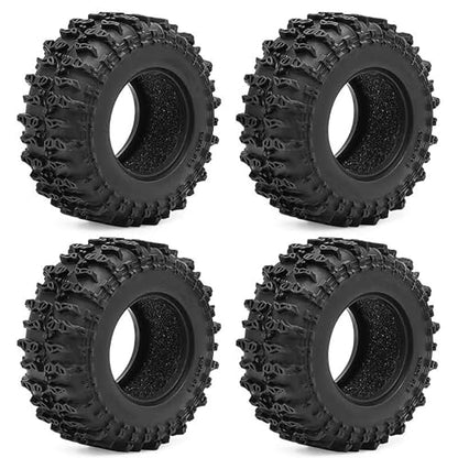4PCS 1.3" Rubber Tire All Terrain Wheel Tyre with Foam Inserts for 1/12 1/14 1/18 1/24 Crawler Car for TRX4M SCX24 AX24 FCX24 FMS 1/24 Micro 1.0inch Beadlock Upgrade Parts (64x26mm,A) - color: 64x26mm,a