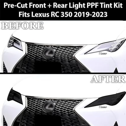 BOGAR TECH DESIGNS Full Headlight Taillight Tint Kit Compatible with Lexus RC 2019-2025, Dark Smoke - color: Dark Smoke, size: FULL TINT KIT