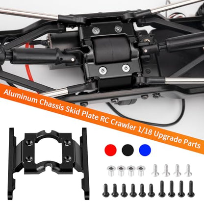 CNC Aluminum Center Frame Brace Transmission Skid Plate Gearbox for FMS FCX18 LC80 1/18 RC Crawler Car Upgrades (Black) - color: Black
