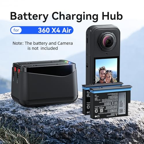 Dual Channel Battery Charger for Insta360 X4 Air, 10W Fast Charging Box LED Indicator Smart Batteries Storage Charging HUB for 360 X4 Air.