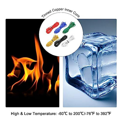 MECCANIXITY 20 Gauge Wire Silicone Wire 20AWG Electrical Wire Stranded Wire Tinned Copper Wire High Temp Hookup Wire 6 Color 3.0m/10ft for Car Model Electric Appliances 6pcs - size: 20AWG, 10ft