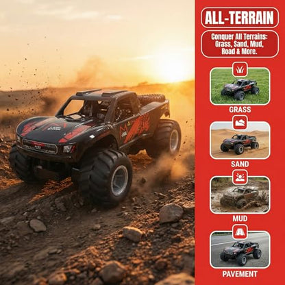 KB KAIBO 1:16 Amphibious Remote Control Car, Fully Submersible Remote Control Monster Truck for Kids, All Terrain 4WD RC Toy with 2 Batteries (60+ Min), 7.4V High Power, Durable Truck for Boys-Blue - color: Blue
