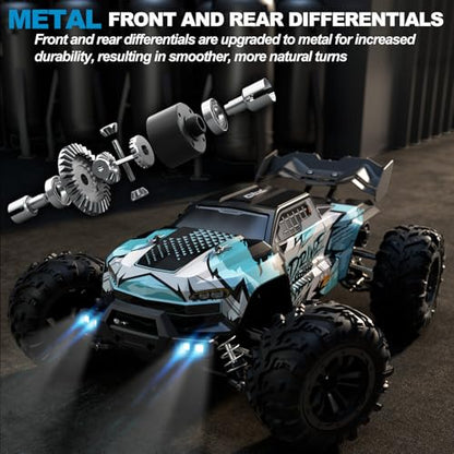 1:16 Scale Brushless RC Car - 50+ MPH High Speed All Terrain Off-Road Monster Truck for Adults & Teens 14+ | 2.4GHz, 2X LiPo Batteries, RTR | Hobby Grade Remote Control Vehicle