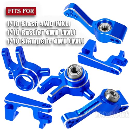 RC Aluminum Caster Block,Steering Blocks,C-Hubs Stub Axle Carriers w/Wheel Hex & Bearings Upgrades Part for 1/10 Slash 4X4 VXL/Rustler 4X4 VXL/Stampede 4WD VXL,Navy Blue