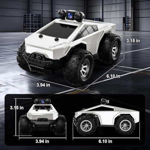 RC Cars with Camera Remote Control Truck with 720P HD FPV Camera, All-Terrain Remote Control Car with Body Light Rechargeable Battery, 1:28 RC Car Vehicle Toy Gifts for Adults Kids Boys Girls