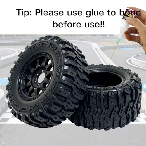1/7 1/8 RC Monster Truck Tires and Wheels 12mm 14mm 17mm Hex, 6.69" OD Off-Road Tyres for Traxxas Maxx TMaxx Summit E-Revo 3.3 Arrma Kraton Notorious Outcast 6S Typhon 3S (L3)