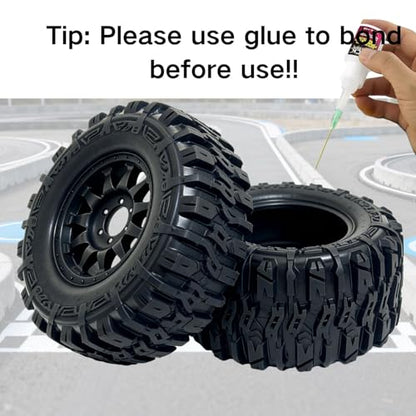 1/7 1/8 RC Monster Truck Tires and Wheels 12mm 14mm 17mm Hex, 6.69" OD Off-Road Tyres for Traxxas Maxx TMaxx Summit E-Revo 3.3 Arrma Kraton Notorious Outcast 6S Typhon 3S (L3)