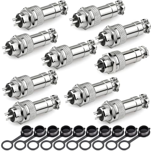 Clyxgs 3-Core Aviation Plug Connector Male Female 12mm Panel Mount Metal Wire Adapter Waterproof Cap 10PCS - style: GX12-3-10