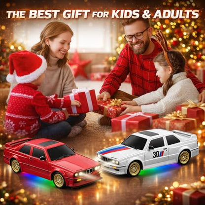 RC Drift Car 2.4GHz 1:16 Scale 4WD 30KM/H High Speed Remote Control Cars Vehicle with LED Lights Drifting Tires Racing Sport Toy Cars for Adults Boys Girls Kids Gift - color: White