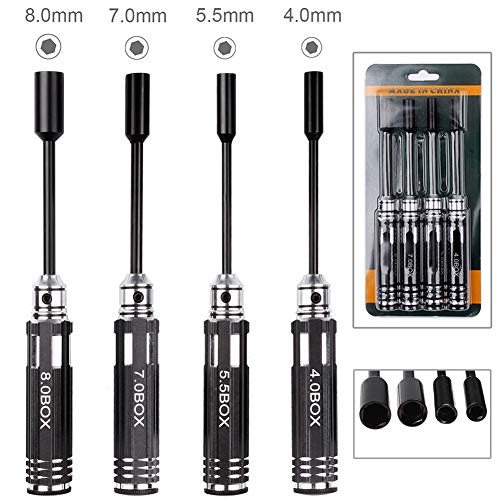 HobbyPark Hex Nut Driver Set & 17mm Wheel Wrench, M2 M3 M4 Hex Nuts Driver for RC Car Tools