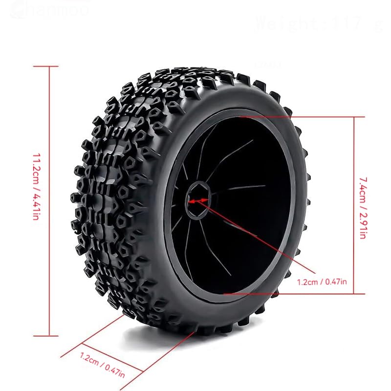 Levelda RC 1/10 12 mm Hexagonal Remote Control Wheels and Tires are Suitable for Trax Short Truck Tires and are Applicable to Slash 4x4 2WD Arrma Senton HSP Modified Tires and Wheels.