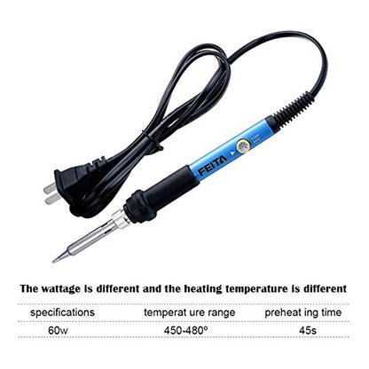 Soldering Iron Kit Electronics - FEITA Adjustable Temperature Solder Iron AC110V 60W with 5Pcs Different Solder Tips, Soldering Stand, Solder Wire for Variously Electronic Repair - color: 60w 8in1