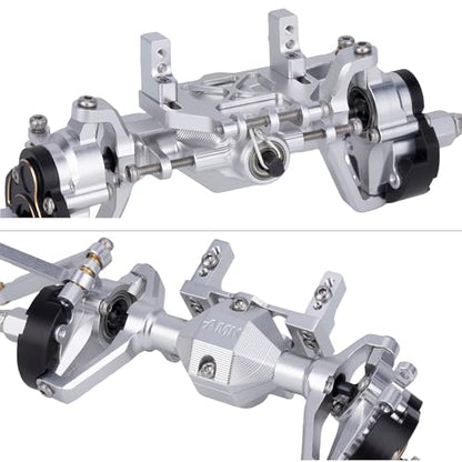 Ascent-18 Portal Axle Set for Redcat Ascent-18 Upgrade, CNC Aluminum Front & Rear Axles with Brass Portal Covers, Steel Gears, Servo Mount & Steering Links (Silvery) - color: Silvery