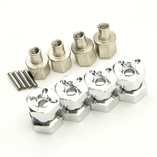 4PCS RC Wheel Spacers 12mm Aluminum Wheel Hex Hub 15mm Offset Extension Hex Drive Adapter Combiner Coupler Compatible with 1/10 RC Crawler Axial SCX10 CC01 D90 Wraith (Silver - 15mm) - color: Silver - 15mm