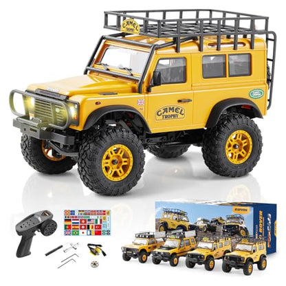 BEEZRC FMS 1/24 RC Crawler RTR FCX24M Land Rover Family Camel Trophy Edition Licensed RC Model 4WD RC Rock Truck 2.4Ghz Hobby Grade RC Car Model Mini Off Road Vehicle with Battery (Defender 90) - color: Defender 90