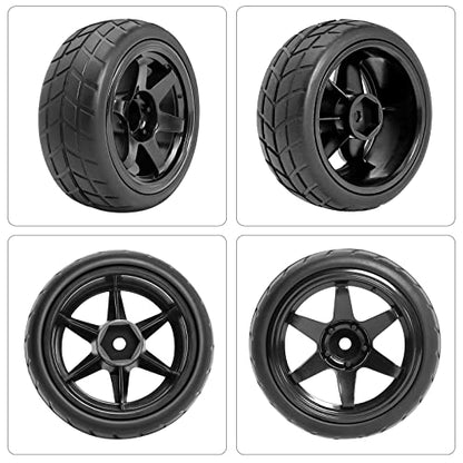 RC Drift Wheels and Tires Tyres 1/10 1/16 RC Wheels Preglued 4PCS 12mm Hex RC Wheels and Tires Tyres OD 2.58" with Foam Inserts for Traxxas Tamiya Kyosho HPI for 1/14 1/18 RC Off On Road