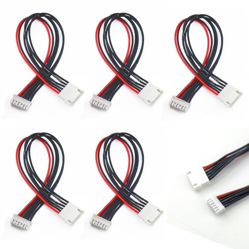 5PCS JST-XH 5S Balance Extension Cable Lipo Charger Extension Cable Lead Wire 20CM JST Balance Leads for LiPo Battery Balance Charging 22AWG Silicone Wire