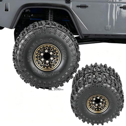 RC Full Brass 1.0" Beadlock Wheels and Tires for 1/18 Trx4m 1/24 SCX24 RC Crawler Car,1.0" Beadlock Wheels and Tires,RC Tires 1.0 Wheel Rim & Wheels Tires