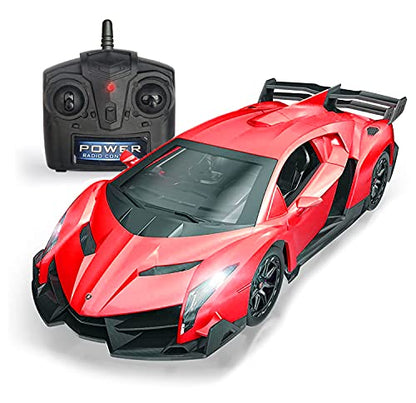 Remote Control Car Lamborghini Licensed 1:24 RC Car 2.4G,red | Veneno Officially Licensed LED Lights Toy RC Cars Model Vehicle for Boys 6,7,8 Years Old - color: Red