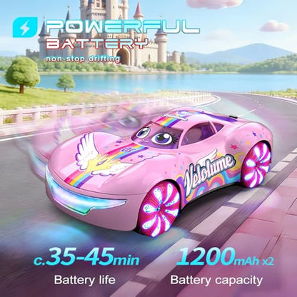 Pink Remote Control Car – 360° Rotation, Left/Right Side Crawl, Dual Mist Spray, LED Light Show, Auto Play Mode Remote Control Vehicle, RC Cars for Girls Toys for Ages 8-13 Kids, Boys Birthday Gift - color: Pink