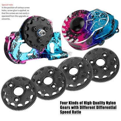 Metal Magnum 272R Assembled Transmission Upgrades Part for 1/10 Slash/Rustler/Stampede/Bandit 2WD VXL,Gearbox Transmission Bundle with Tooth Spur Gear Hops Up. #9495 Pink&Blue - color: Pink&blue(for 1/10)
