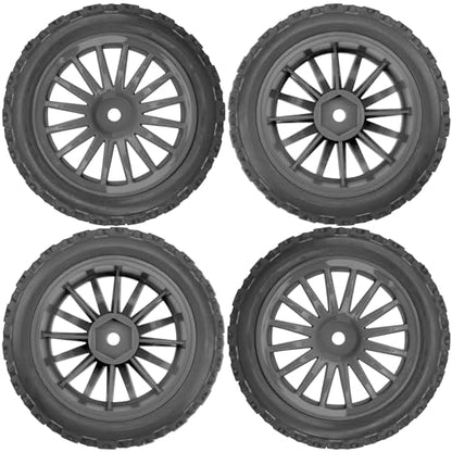 4Pack Vgoohobby OD2.83in 1/10 On Road Rubber Tires w/Nylon Wheel Rims 12mm Hex Compatible with HSP HPI Redcat Tamiya Traxxas 1/10 RC On Road Racing Touring Car (Black) - color: Black