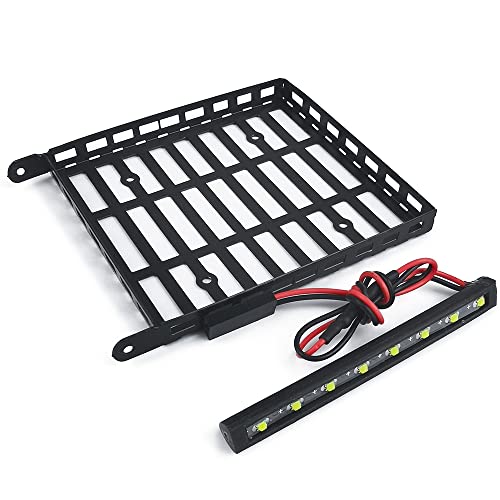 RC-Hub Metal Roof Rack Luggage Carrier with LED Light Bar for 1/24 Axial SCX24 AXI00005 RC Crawler Car