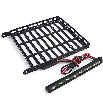 RC-Hub Metal Roof Rack Luggage Carrier with LED Light Bar for 1/24 Axial SCX24 AXI00005 RC Crawler Car