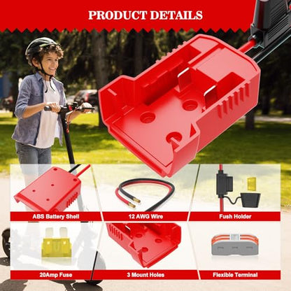 2 Pack Milwaukee M18 18V Battery Adapter Kit with Fuses, 12AWG Wiring Converter Kit for Power Wheels, DIY RC Cars & Robotics - Convert 18V Tool Battery to Kids Ride-On Toys Truck - size: 2 Pack