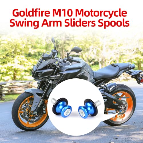 Goldfire 2pcs 10MM M10 X1.25 Motorcycle Swing arm Sliders Spools CNC Swing Arm Stand Screw for FZR 1000/600R/400 for Kawasaki Z750 /Z750S/ Z750R /ER-6F /ER-6N /Duke 125/200/390 (Blue) - color: Blue Style 10MM M10 X1.25 Swing Arm Stand Screws