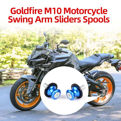 Goldfire 2pcs 10MM M10 X1.25 Motorcycle Swing arm Sliders Spools CNC Swing Arm Stand Screw for FZR 1000/600R/400 for Kawasaki Z750 /Z750S/ Z750R /ER-6F /ER-6N /Duke 125/200/390 (Blue) - color: Blue Style 10MM M10 X1.25 Swing Arm Stand Screws