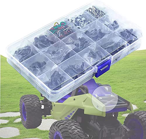 Aluminum RC Car Repair Work Stand Repair Tool Set 360 Degree Rotation and 610PCS RC Screws Kit for 1/8 1/10 1/12 1/16 1/18 RC Car Truck Scale Crawler (RC Work Stand+ RC Screws Kit)