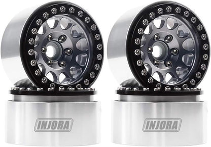INJORA 1.9 Aluminum Beadlock Wheel Rim for 1:10 RC Crawler (Black&Gray) - color: Black&Gray