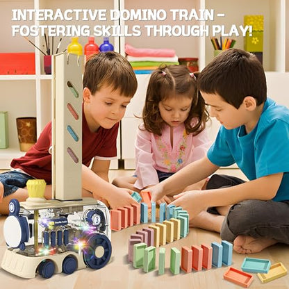 RC Tank Car with Drift Hand Gesture Control 2.4Ghz Free Deformation Truck with Light Spray & Domino Train Toy 80 PCS Dominos STEM Montessori with Lights & Music Gifts for Boys Girls 3-6