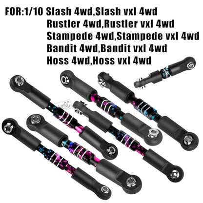 RC Upgrades Part Adjustable Turnbuckles Camber Links Toe Link for 1/10 Slash 4X4 4WD VXL.Alloy Front&Rear Link Set,Colour - color: Colour(for 1/10)