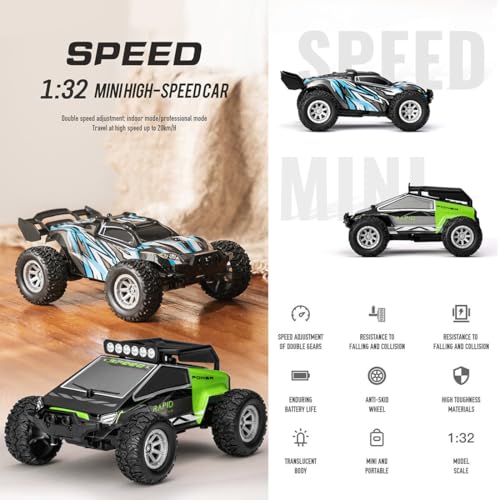 Mini RC Car for Adults, 4WD Off Road Remote Control Truck High Speed 20KMH Rechargeable Battery RTR Gift for Teen Birthday Christmas - color: Blue