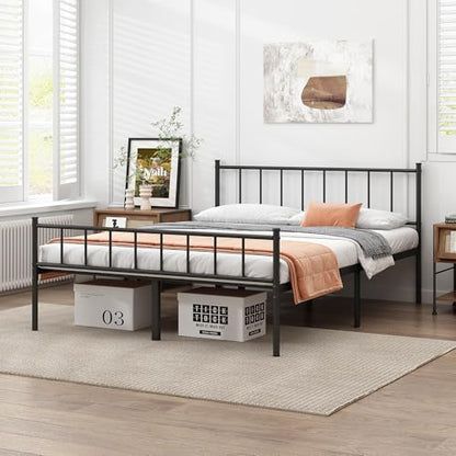 DIIYIV Queen Metal Bed Frame,Steel Slat Support,Noise Free,Easy Assembly | Queen Size Bed,Mattress Foundation,Underbed Storage,No Box Spring Needed - size: Queen