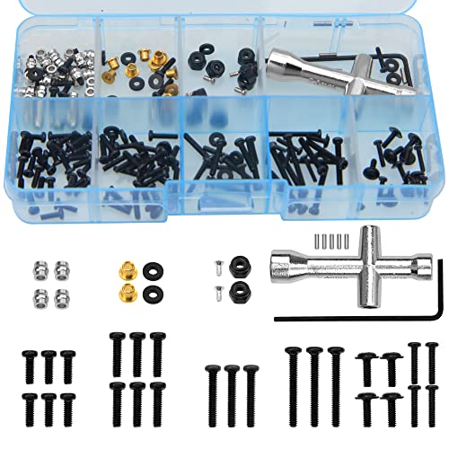 193Pcs ShareGoo Universal M1.6 M2 RC Screw Kit Screws Assortment Set Fastener Wrench Repair Tools Compatible with FMS 1/18 1/24 Series FCX24 Adventurer Chitu RC Car