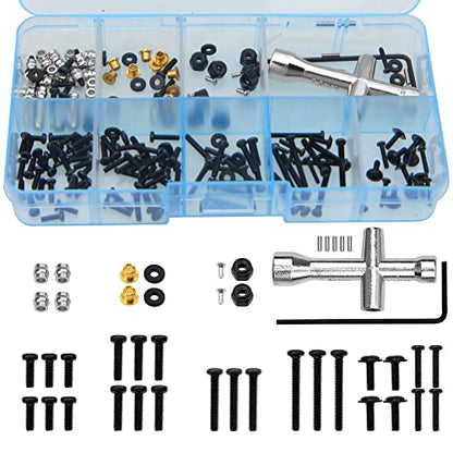 193Pcs ShareGoo Universal M1.6 M2 RC Screw Kit Screws Assortment Set Fastener Wrench Repair Tools Compatible with FMS 1/18 1/24 Series FCX24 Adventurer Chitu RC Car