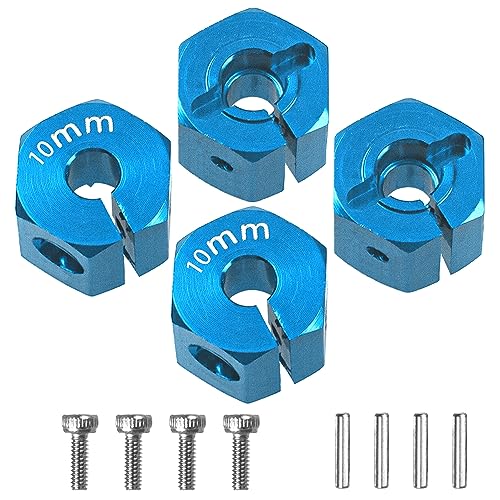 Aluminum Alloy 12mm Wheel Hex Hub Drive Adapters with Pins Screws Compatible with Axial SCX10 HSP HPI Tamiya Redcat 1/10 RC Crawler Car (10mm, Blue) - color: Blue, size: 10mm