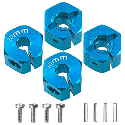 Aluminum Alloy 12mm Wheel Hex Hub Drive Adapters with Pins Screws Compatible with Axial SCX10 HSP HPI Tamiya Redcat 1/10 RC Crawler Car (10mm, Blue) - color: Blue, size: 10mm