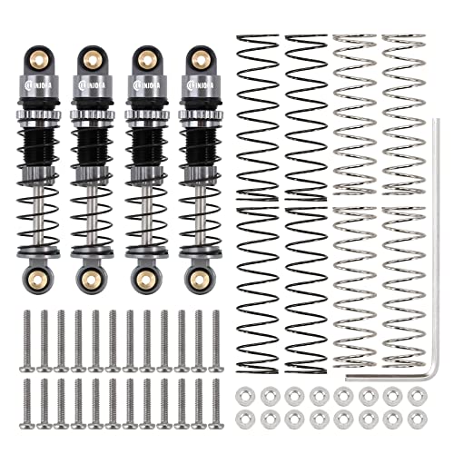 INJORA 39mm Shocks- Aluminum Threaded Shock Adjustable Absorber Oil Damper for Axial SCX24 FMS FCX24M 1/24 RC Crawler Car Upgrade Parts(Grey) - color: Grey