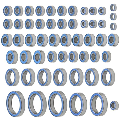 Hoypeyfiy 55Pcs TRX6 Metal Ball Bearings Kit, RC Car Bearing Kit Front and Rear Axle Carrier Kit, Rubber Sealed Wheel Bearings Set for 1/10 RC Crawler G63 6x6 Truck Upgrades