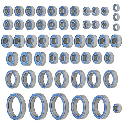 Hoypeyfiy 55Pcs TRX6 Metal Ball Bearings Kit, RC Car Bearing Kit Front and Rear Axle Carrier Kit, Rubber Sealed Wheel Bearings Set for 1/10 RC Crawler G63 6x6 Truck Upgrades