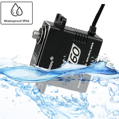 RC Servo 60KG Brushless Digital Servo High Torque Steering Motor High-Speed with Stainless Steel Gear Waterproof for DIY RC Car and Robot Models (180°) - style: Black 60KG - 180 Degree