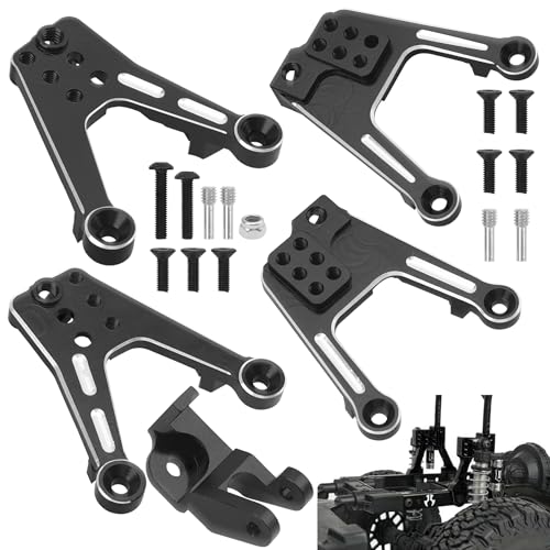 ShareGoo 4PCS Aluminum Front Rear Shock Tower Shock Hoops Bracket Mount Compatible with Axial SCX10 II 90046 90047 1/10 Scale Crawler Upgrade Part (Black) - color: Black